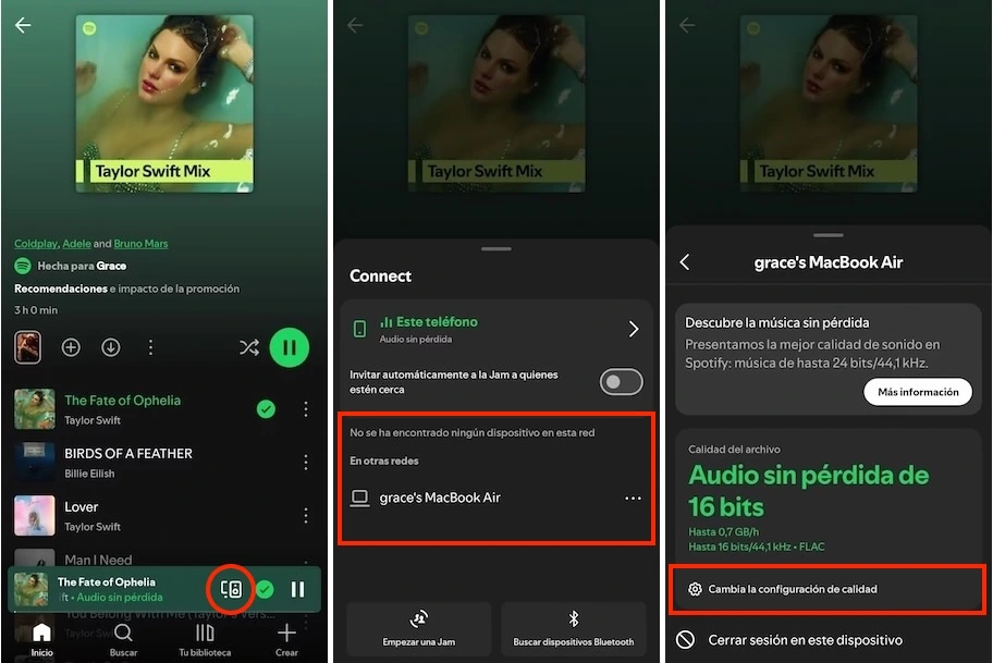Spotify sin pérdida con Spotify Connect
