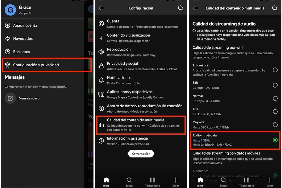 Spotify sin pérdida