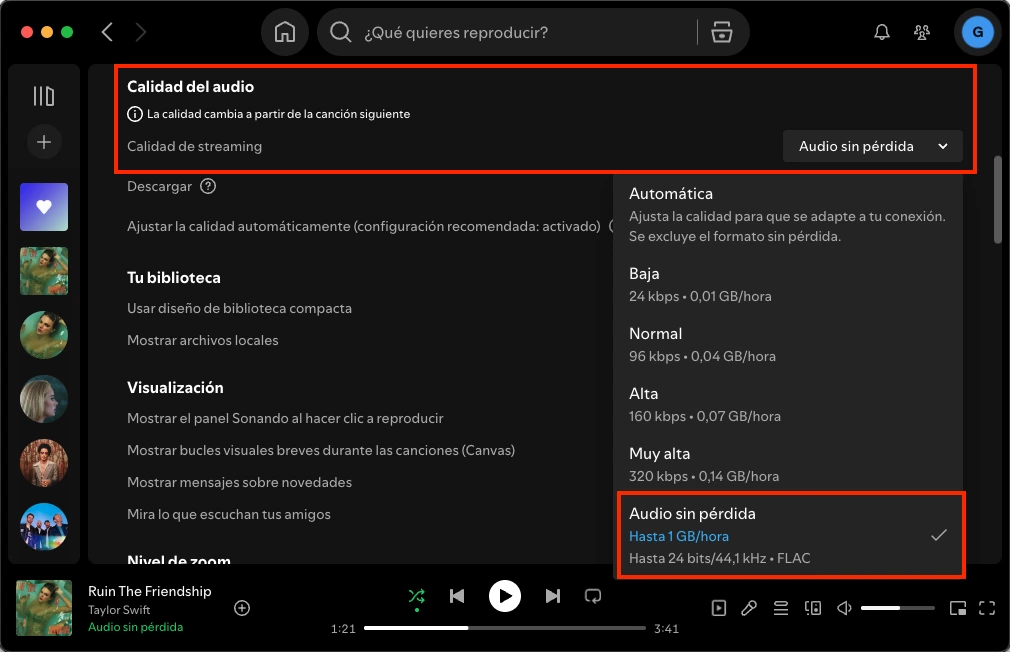 Spotify sin pérdida