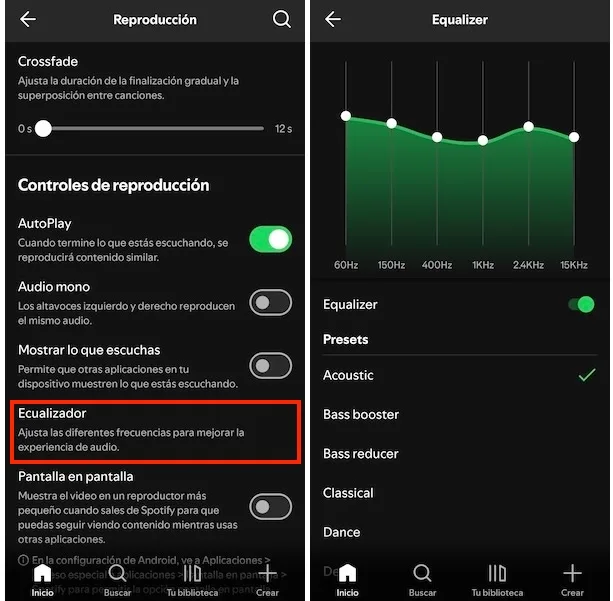 Ecualizador de Spotify