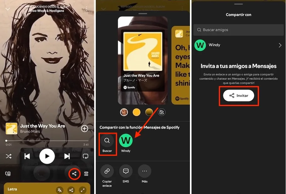 Compartir canciones de Spotify