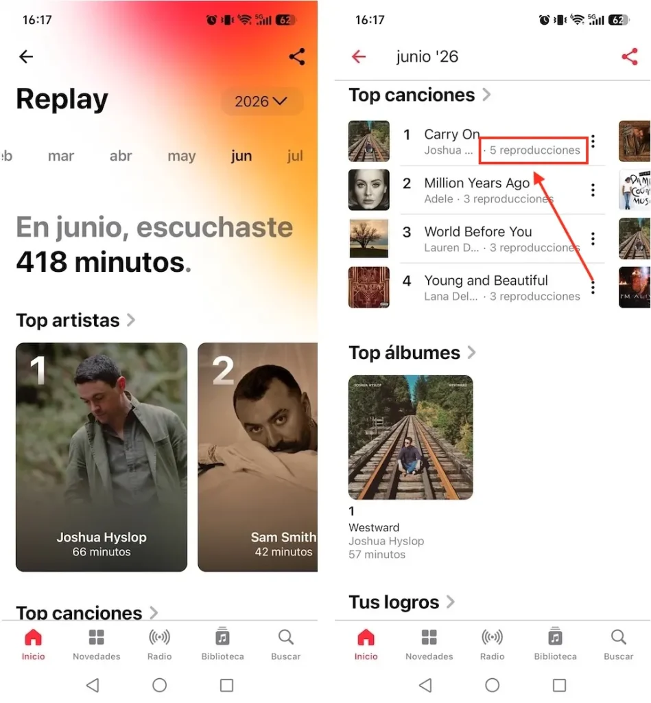 Apple Music Replay top canciones