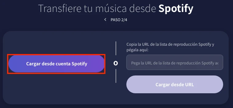 Cargar desde cuenta Spotify