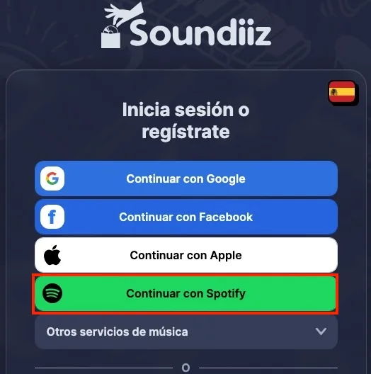 Soundiiz：Inicia sesi&oacute;n en Spotify