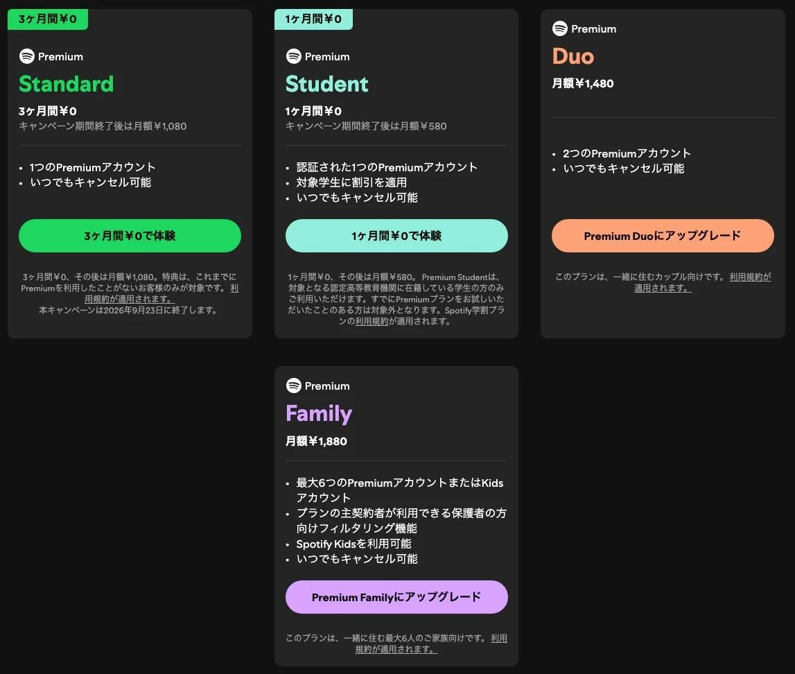 日本でのSpotifyの価格