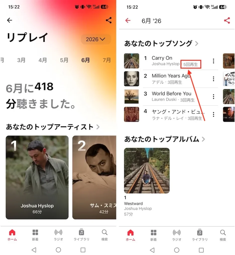 Apple Music Replay のトップソング