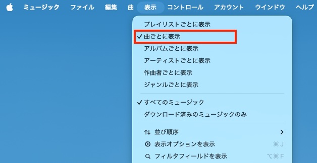 Apple Music曲ごとに表示