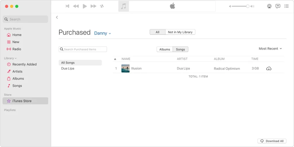 Download purchased iTunes music