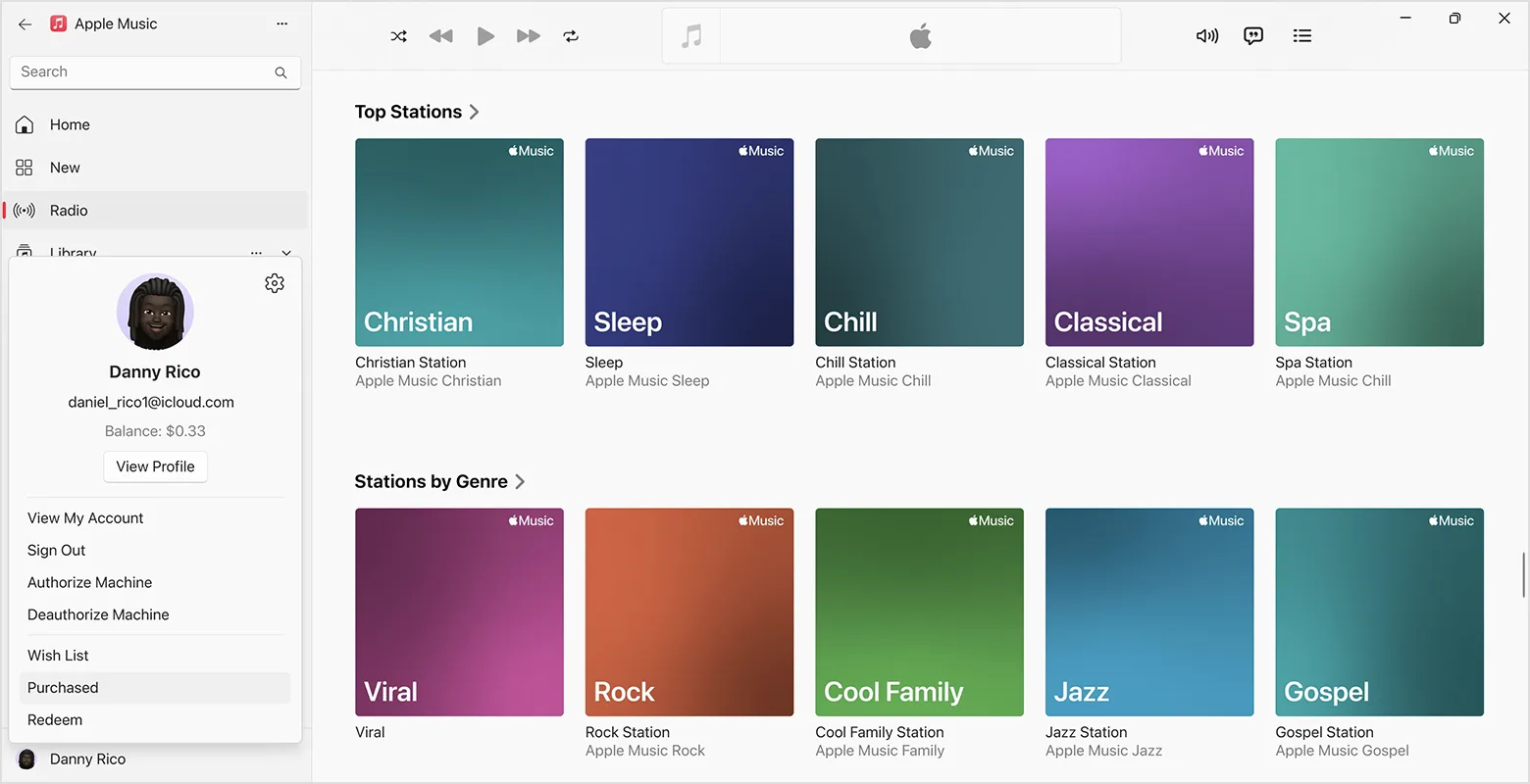 Find purchased iTunes music