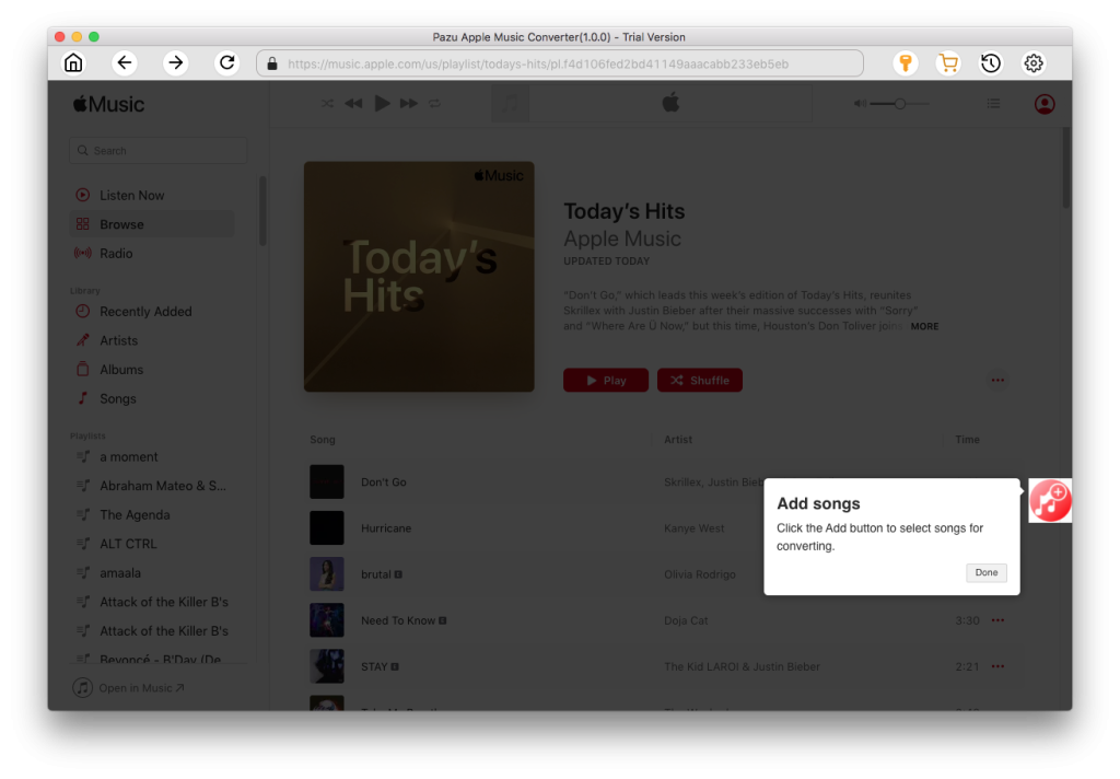 add Apple Music songs