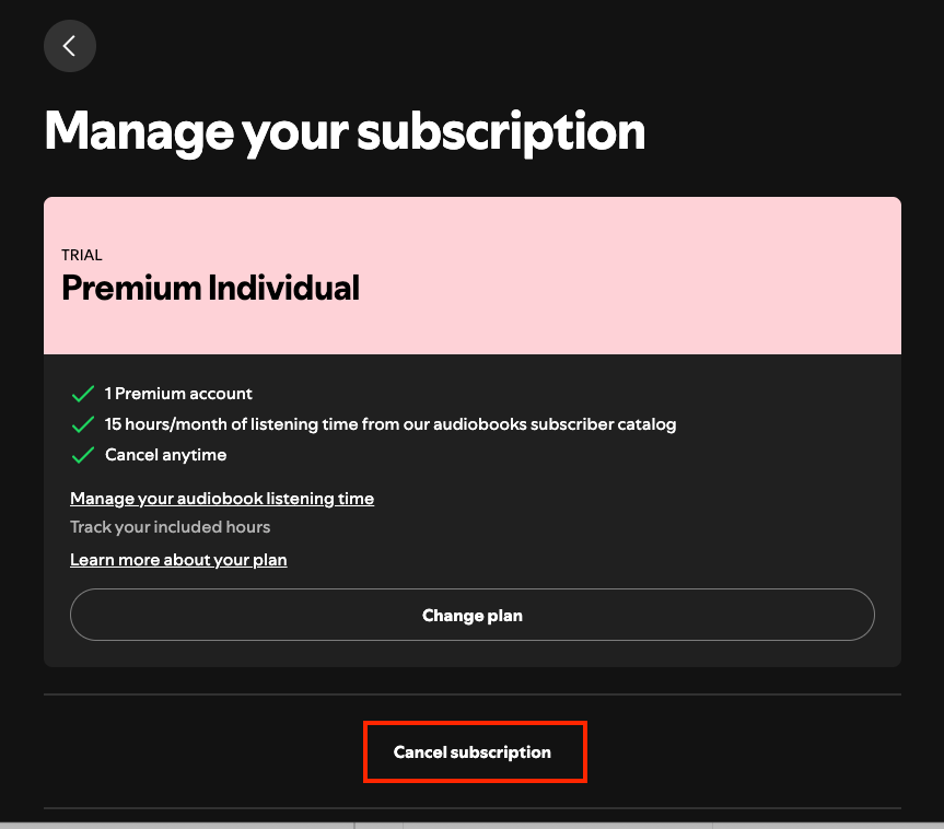 Cancel Spotify Premium Sbuscription