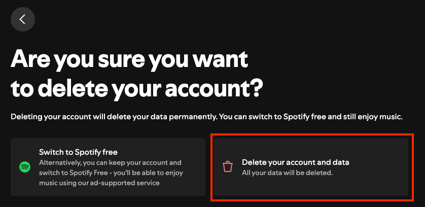 Delete Spotify Premium Account