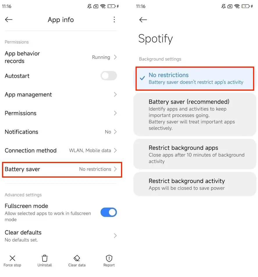 No Restriction for Battery Android