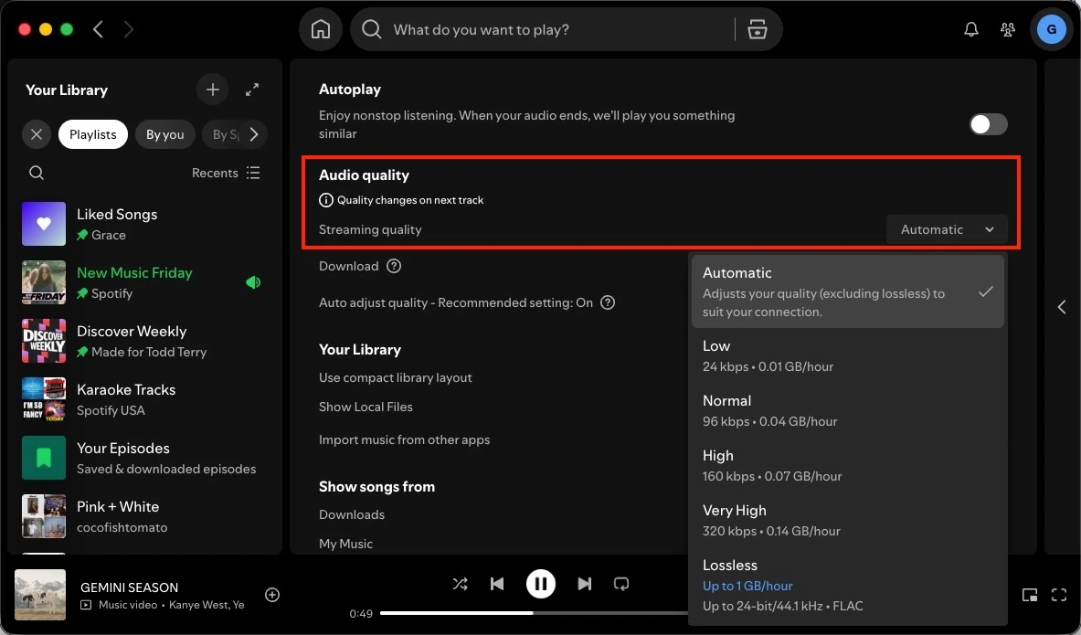 Spotify audio quality desktop