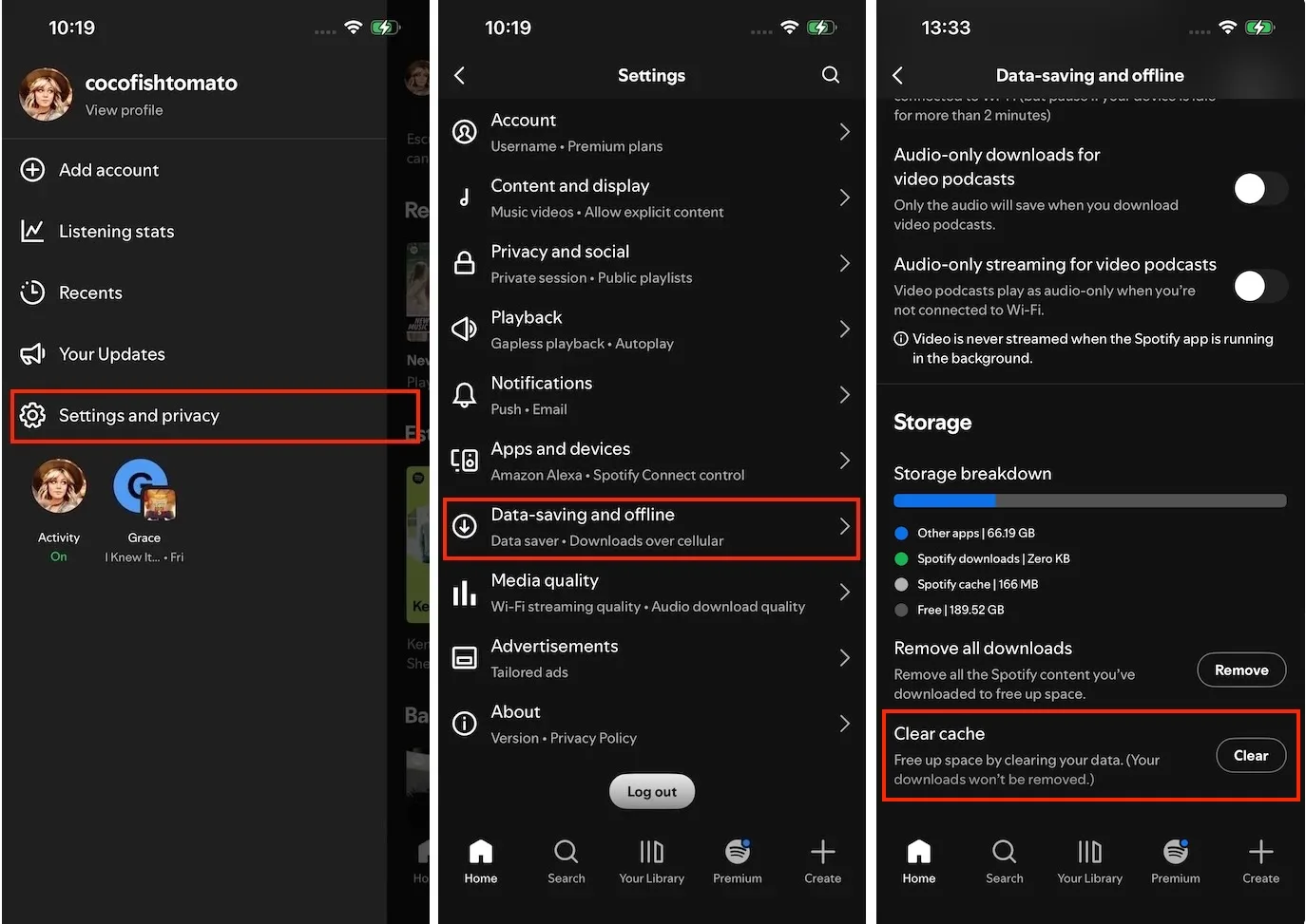 Spotify clear cache on mobile