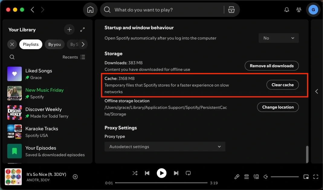clear Spotify cache desktop