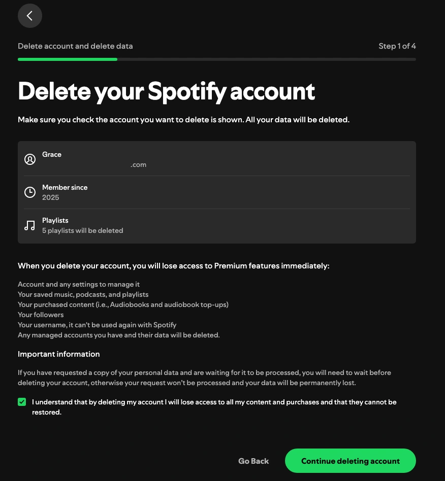 Delete Spotify Free Account