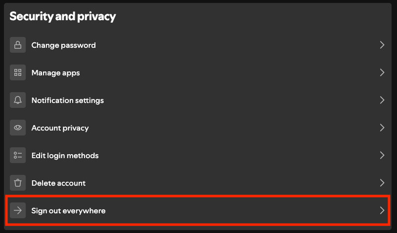 Cerrar sesión en todas las cuentas de Spotify