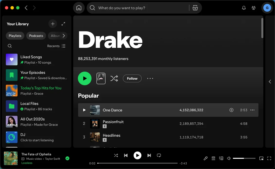 Spotify desktop