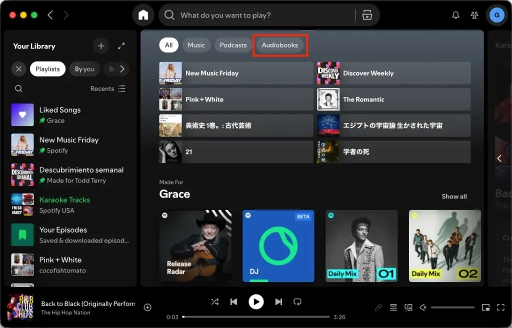 Access Audiobooks from Spotify Home
