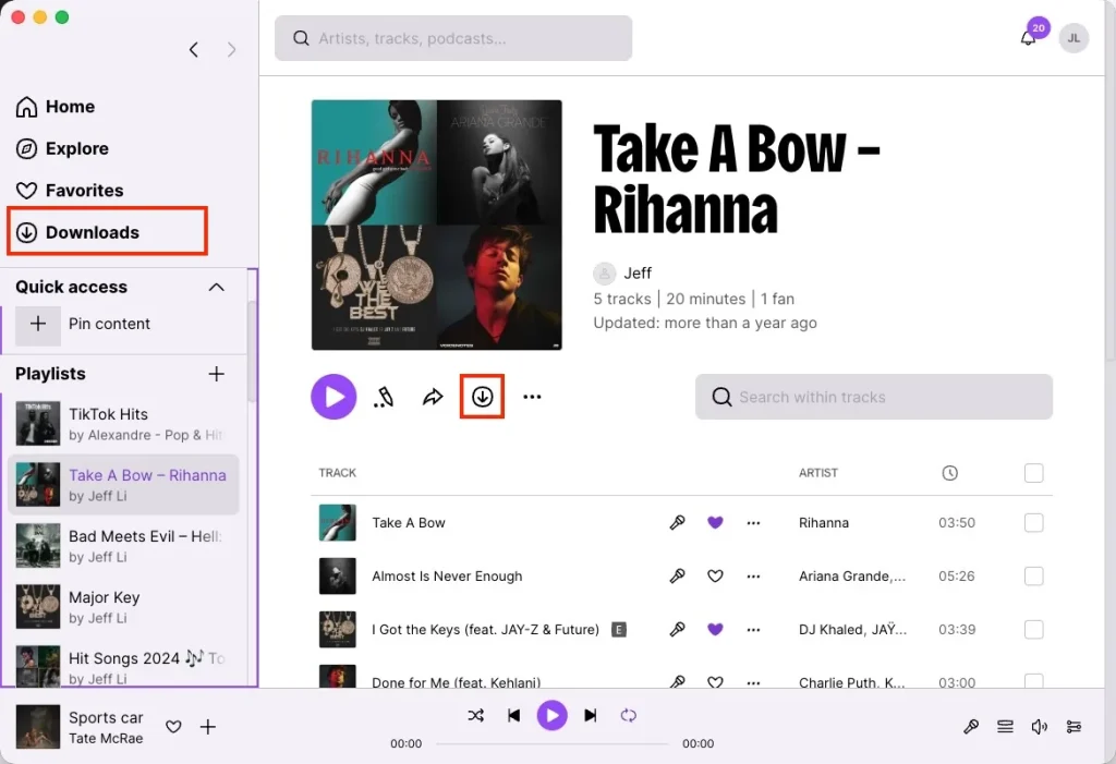 Download Deezer music on desktop app