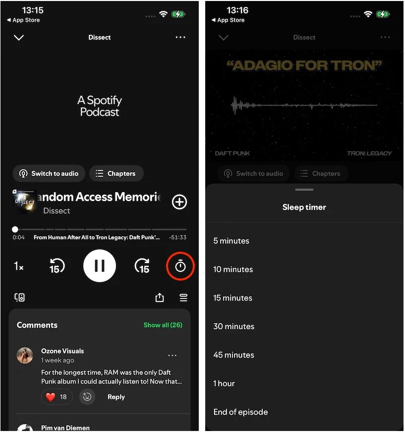 Spotify Sleep Timer for Podcasts