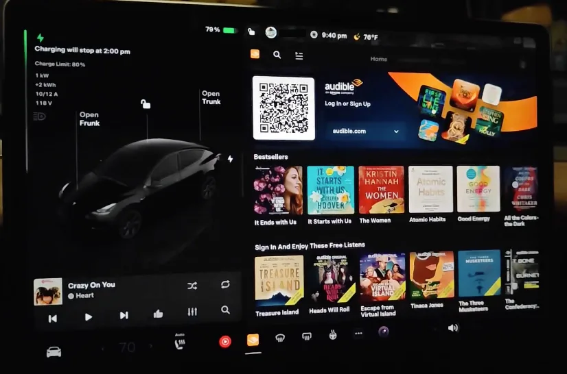 Sign into Audible on Tesla
