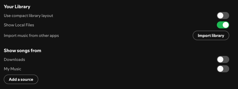 Show local files on Spotify