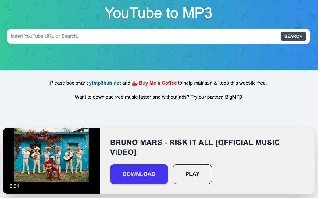 YTMP3Hub YouTube downloader