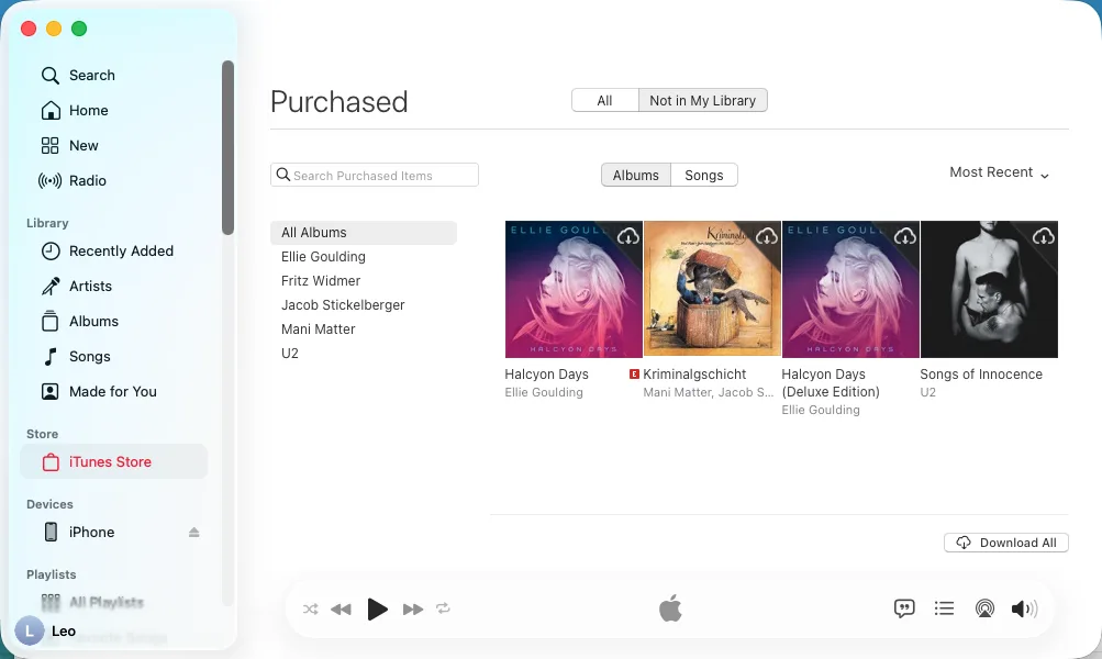Download purchased music on Mac
