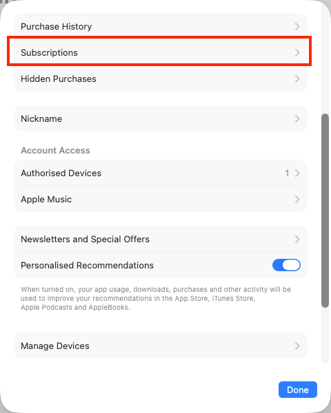 Apple Music subscription