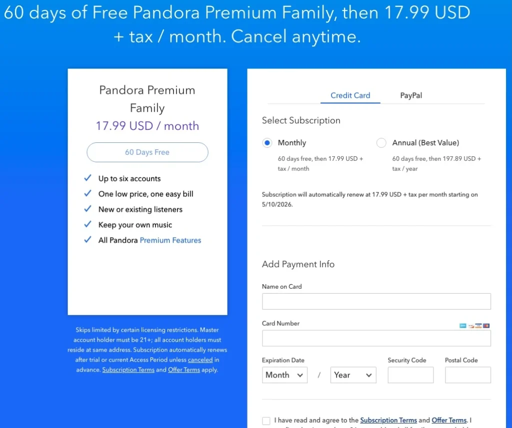 Subscribe to Pandora Family