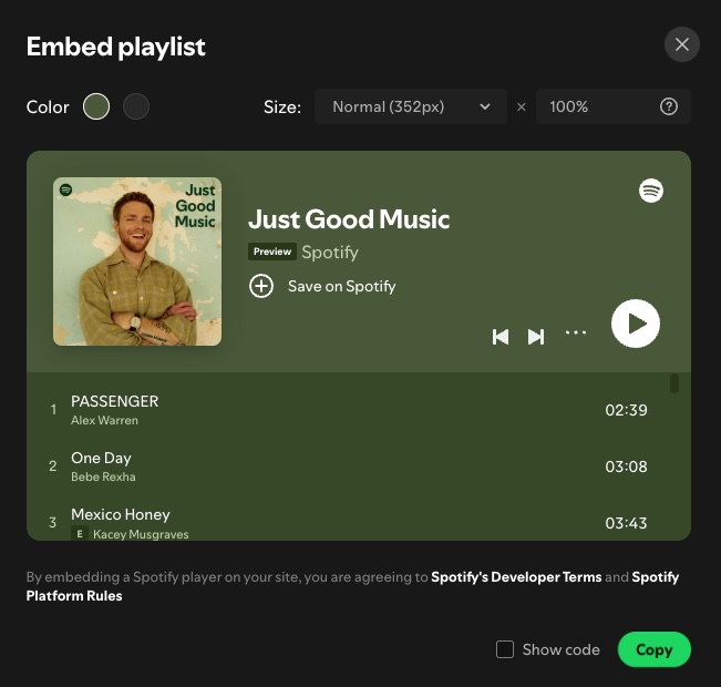 Embed Spotify playlists
