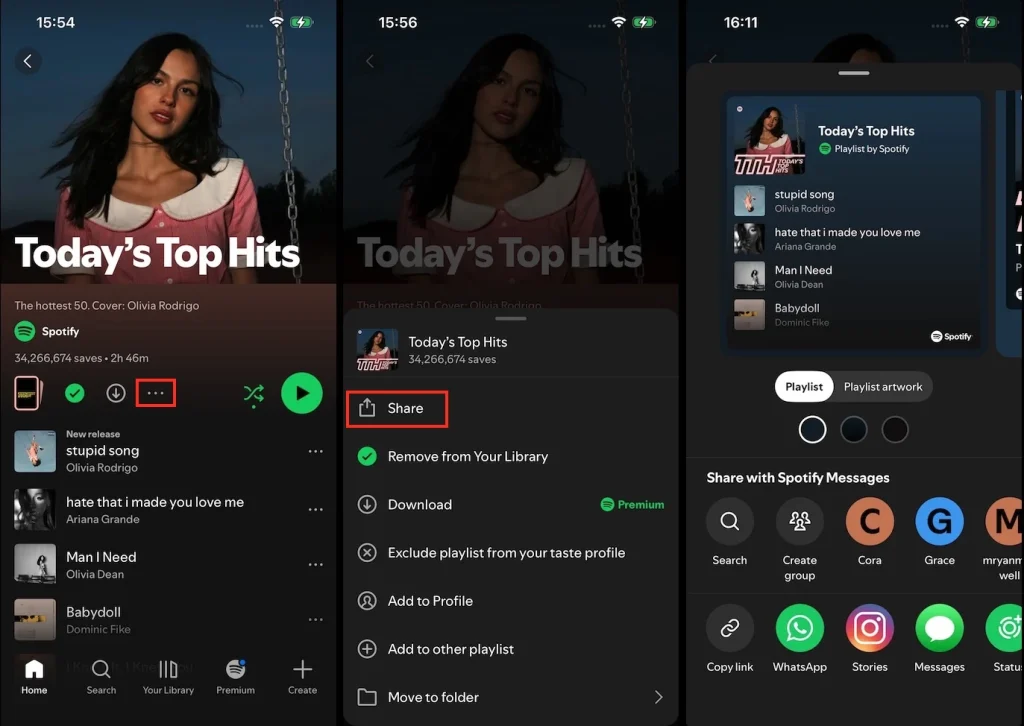 Share Spotify playlists