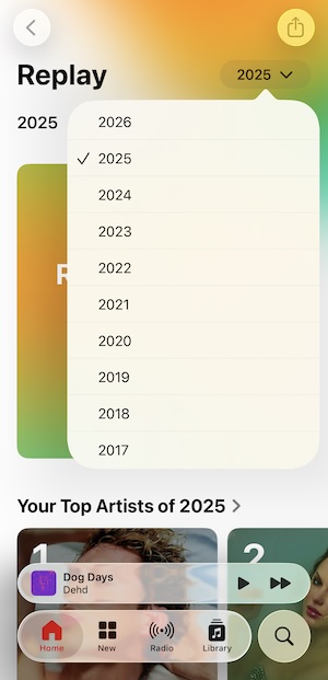 Apple Music Replay previous years