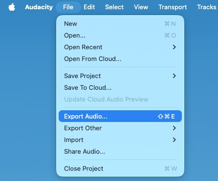 Audacity Export Audio