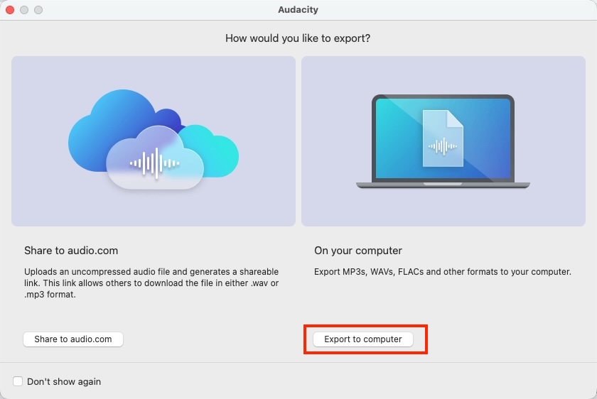 Export recorded music to computer