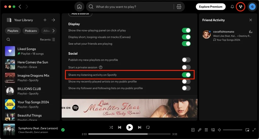 Spotify Friend Activity