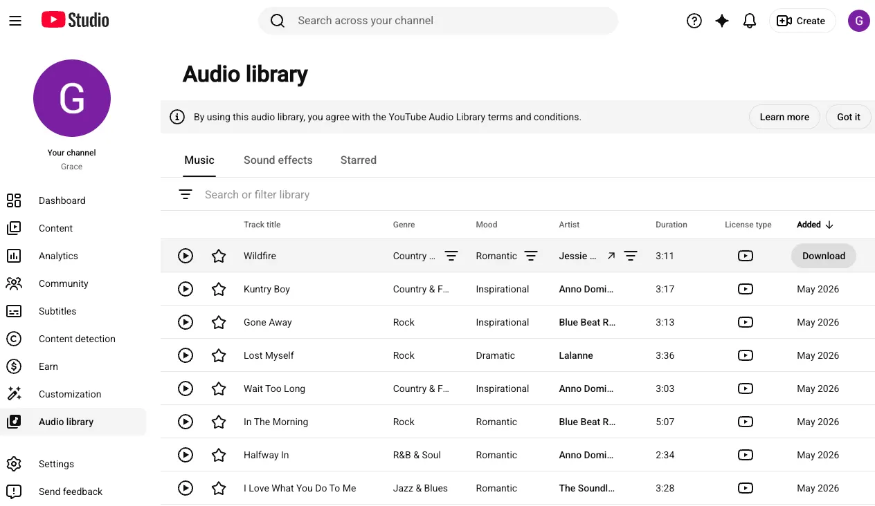 Descarga música gratis de YouTube Audio Library
