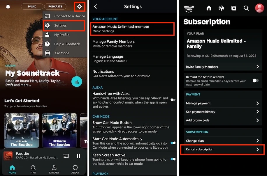 cancel amazon music android