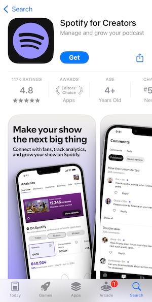 Spotify for Creators app