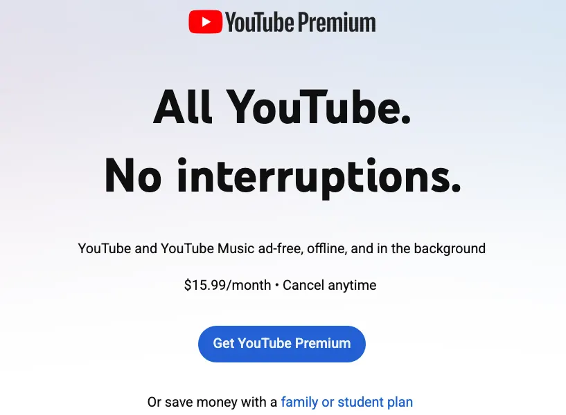 YouTube Premium free trial