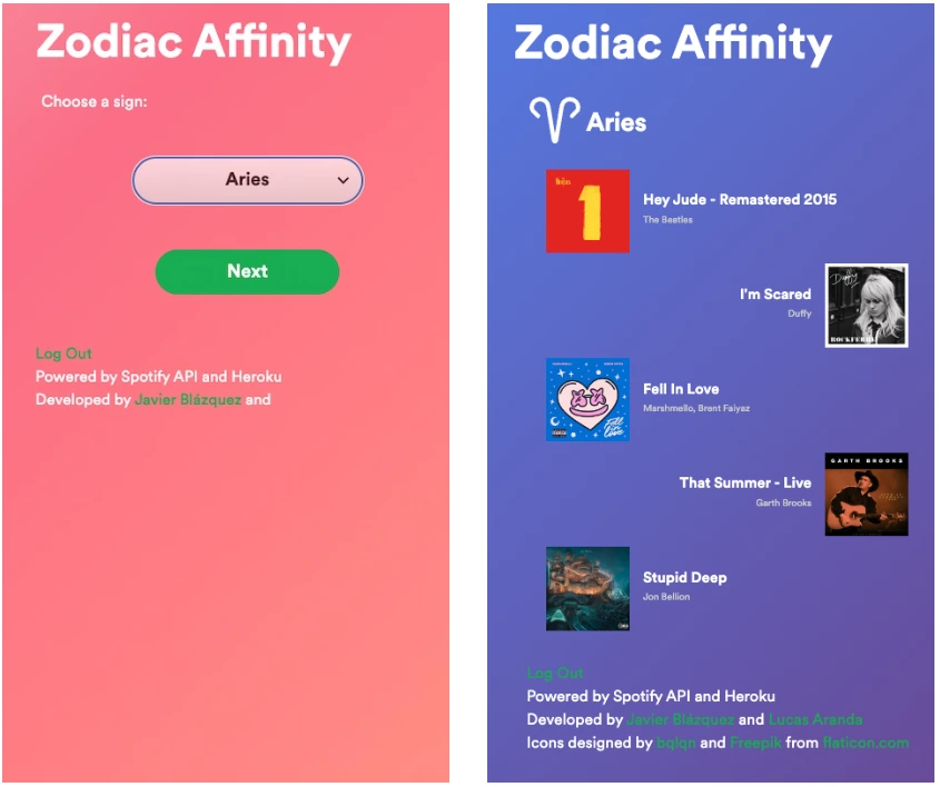 Get Zodiac Affinity Spotify playlist