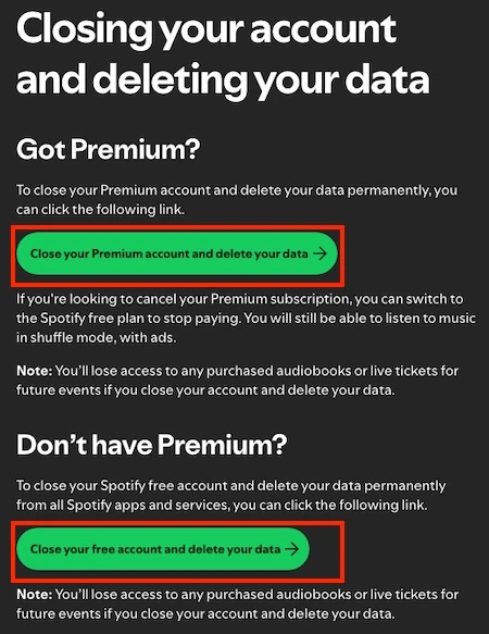 close spotify account