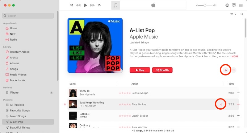 download apple music songs