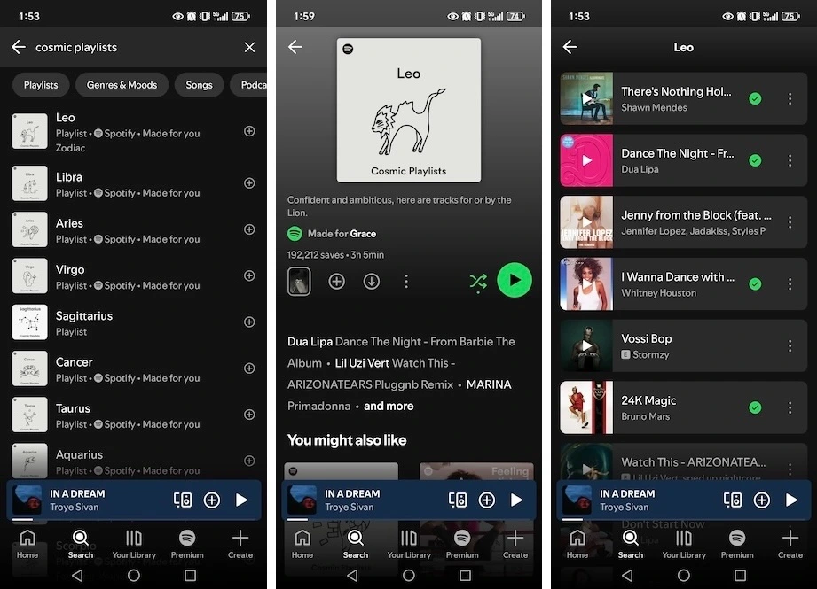 spotify cosmic playlists