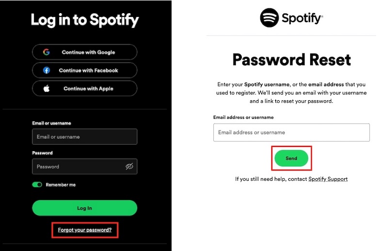 spotify password reset