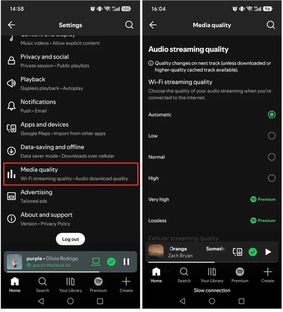 Change Spotify quality