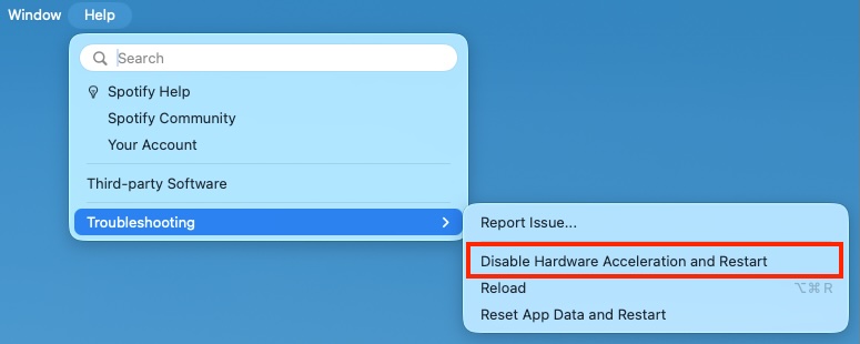 Disable Hardware Acceleration in Spotify Mac