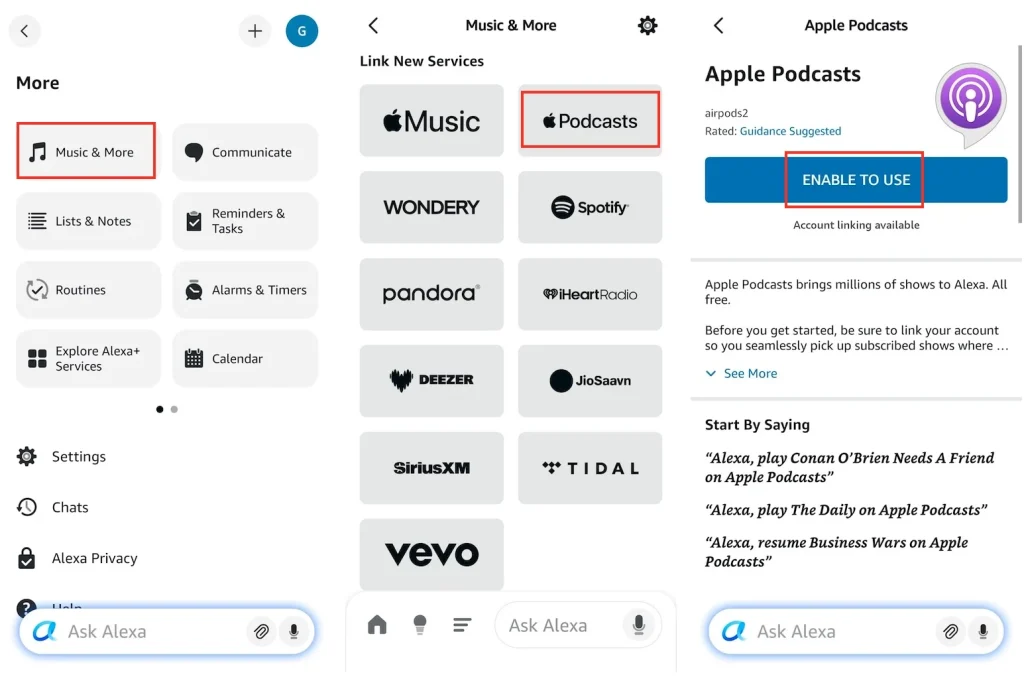 Link Apple Podcasts to Alexa